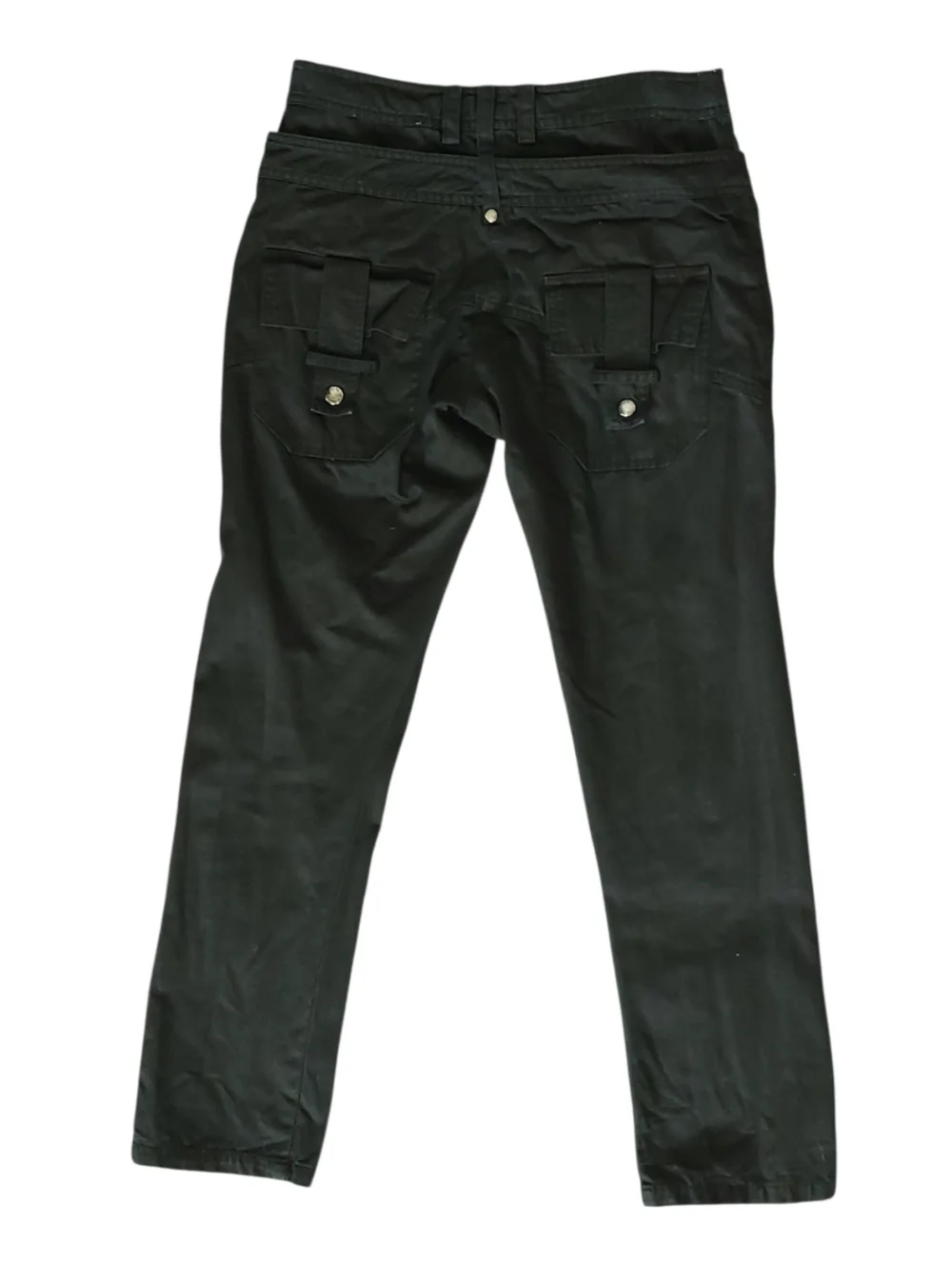 Patrizia Pepe Black Double Waist Cigarette Pants Y2K Utility Moto IT42 US6